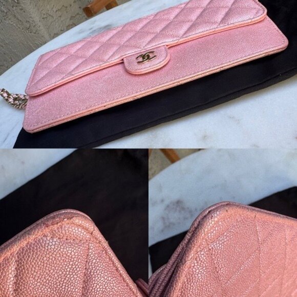 Chanel Iridescent Caviar Leather Quilted Classic Pouch With Handle Wristlet - Picture 13 of 16